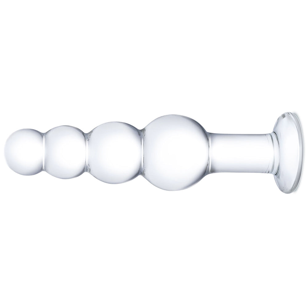 Glas 7.25 Inch Clear Glass Beaded Butt Plug with Graduated Beads and Flared Base > Glass > Toys
