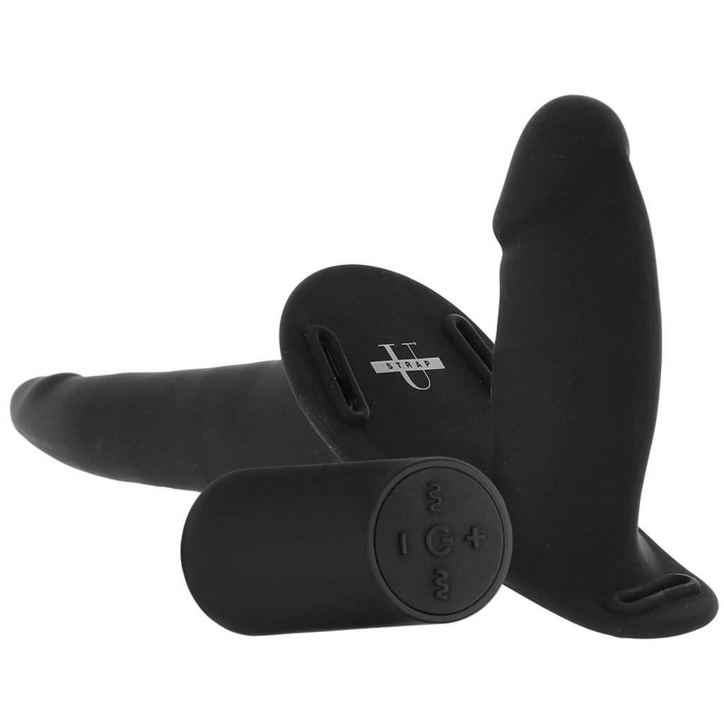 Strap U 28X Power Pegger Beginner Double Dildo with Harness and Remote Control 5.5" / 3.2" inches > Dildos > Strap On Harnesses