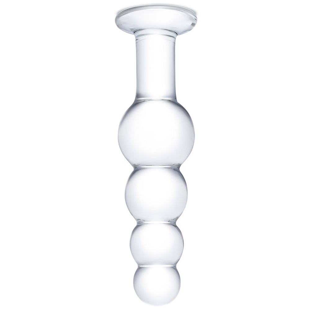 Glas 7.25 Inch Clear Glass Beaded Butt Plug with Graduated Beads and Flared Base > Glass > Toys
