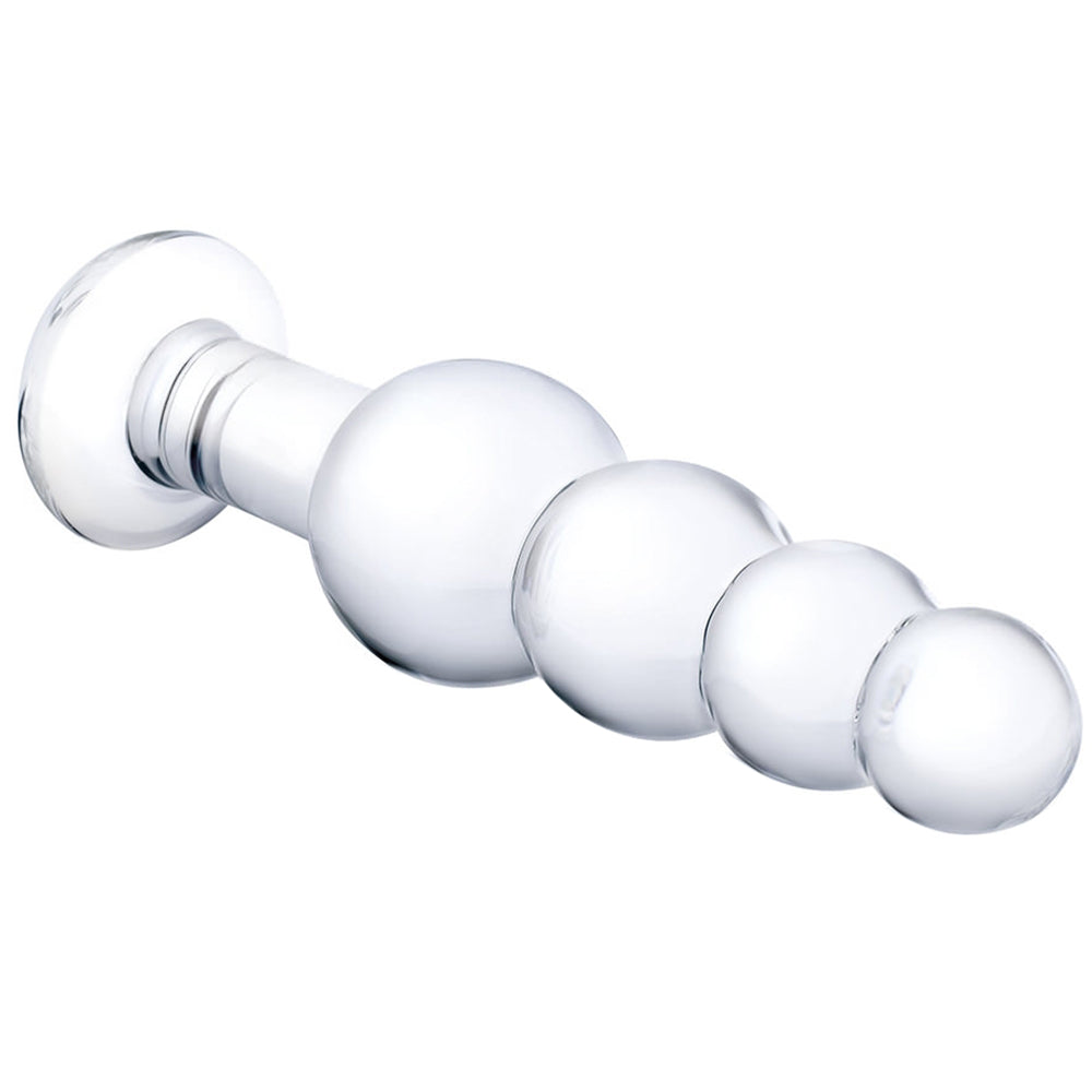 Glas 7.25 Inch Clear Glass Beaded Butt Plug with Graduated Beads and Flared Base > Glass > Toys