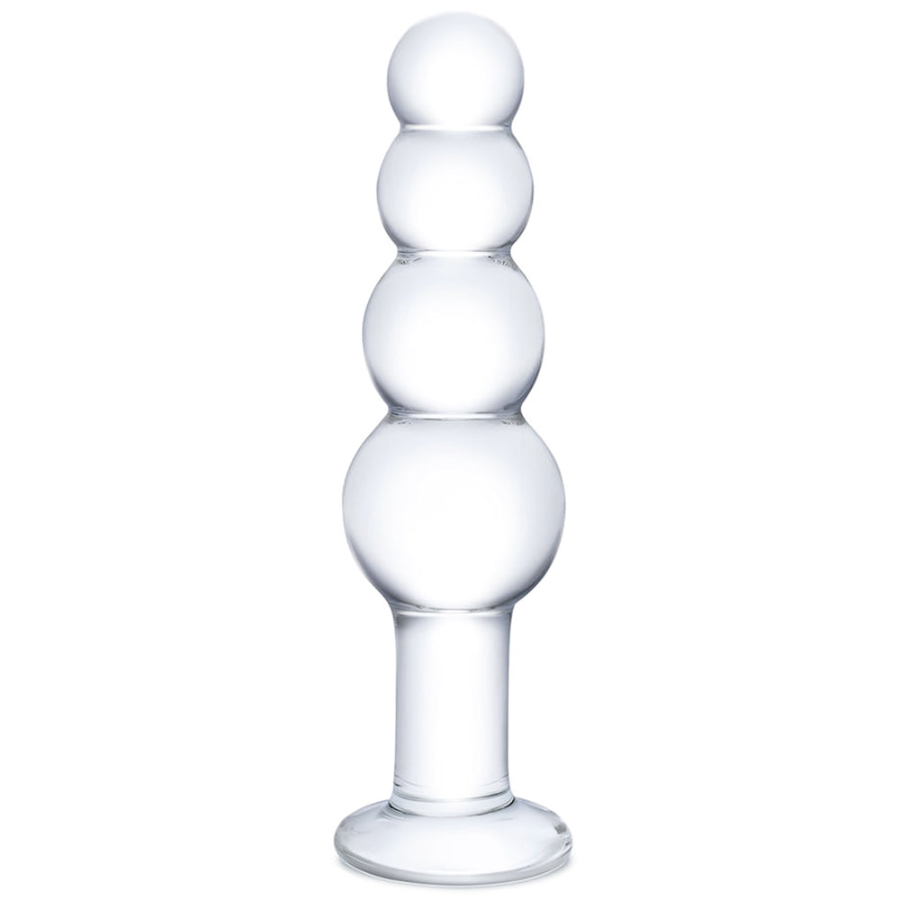 Glas 7.25 Inch Clear Glass Beaded Butt Plug with Graduated Beads and Flared Base > Glass > Toys