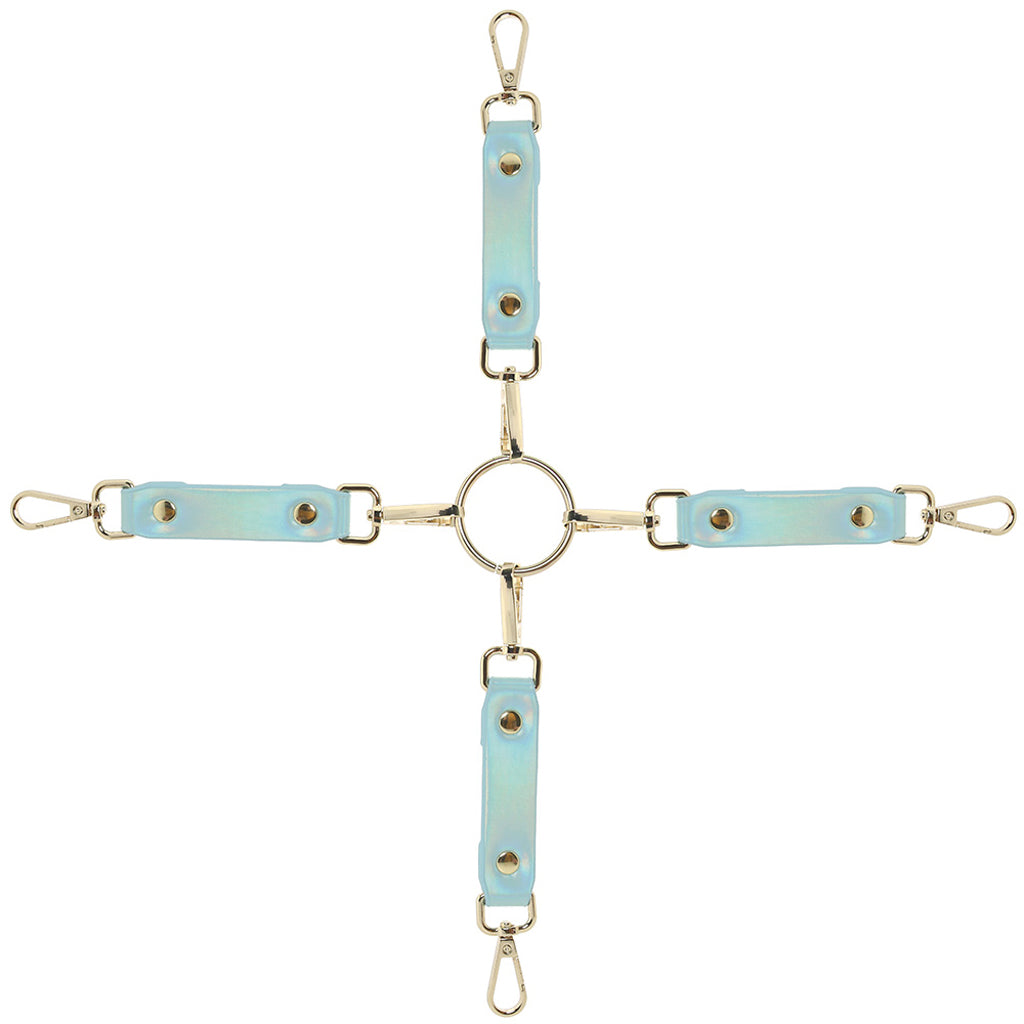 Ouch Paris Collection Hogtie Connectors in Iridescent Blue PU Leather > Bondage Gear > Restraints