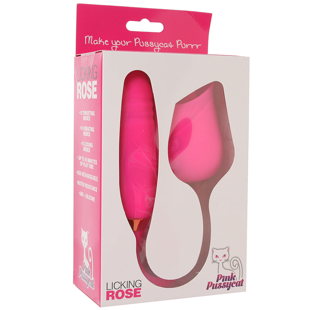 Pink Pussycat Licking Rose Vibrator with Tongue Stimulator > Sex Toys For Ladies > Clitoral Vibrators and Stimulators