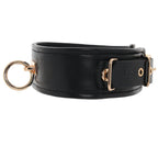 Rouge Leather Collar with Gold Accent and Detachable O-Ring – Adjustable Leather Collar > Bondage Gear > Collars & Leashes