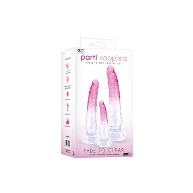 Parti Sapphire 3-in-1 Teasing Kit – Flexible Hygienic PVC-Free Dong Set > Dildos > Realistic Dildos