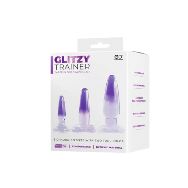 Glitzy Trainer 3 in 1 Dong Kit Set Purple with Three Graduated Sizes and Two Tone Color > Sex Toys > Dilators