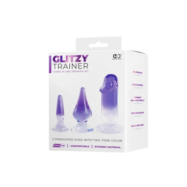 Glitzy Trainer 3 in 1 Dong Mixed Set Purple with 3 Graduated Sizes and Two Tone Color > Sex Toys > Dilators