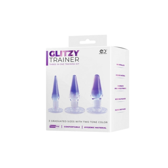 Glitzy Trainer 3 In 1 Dong 5 Inch Kit Purple With Three Graduated Sizes > Sex Toys > Dilators