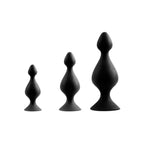 Back Up Kit Butt Plug Set 3 Sizes Black Silicone with Suction Cup Base > Anal Range > Butt Plug Kits