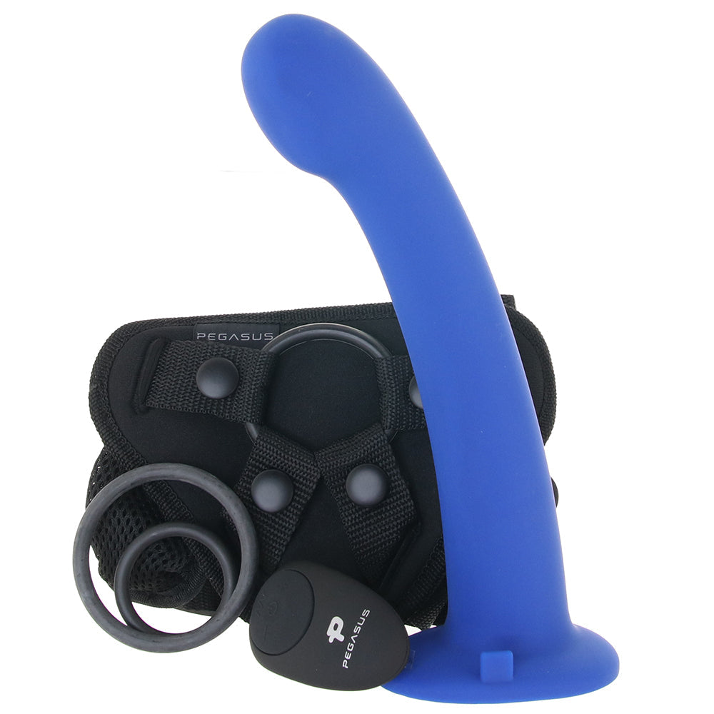 Pegasus 8 Inch Remote Control Blue P-Spot G-Spot Silicone Peg with Harness Included > Dildos > Strap On Harnesses