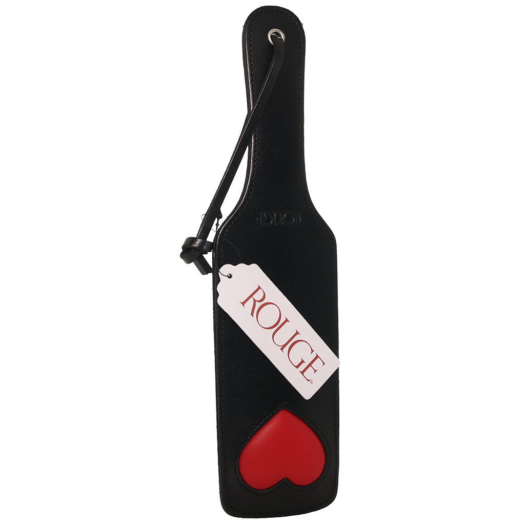 Black Leather Red Heart Paddle