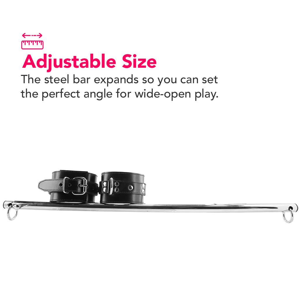 Rouge Adjustable Spreader Bar with Detachable Leather Cuffs – 24 to 38 Inch BDSM Restraint > Bondage Gear > Restraints