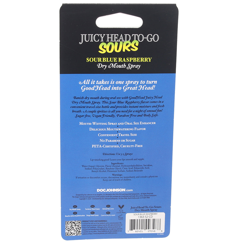 GoodHead Juicyhead Sour Blue Raspberry Dry Mouth Spray 30 Oz > Lube > Oral Gels & Sprays