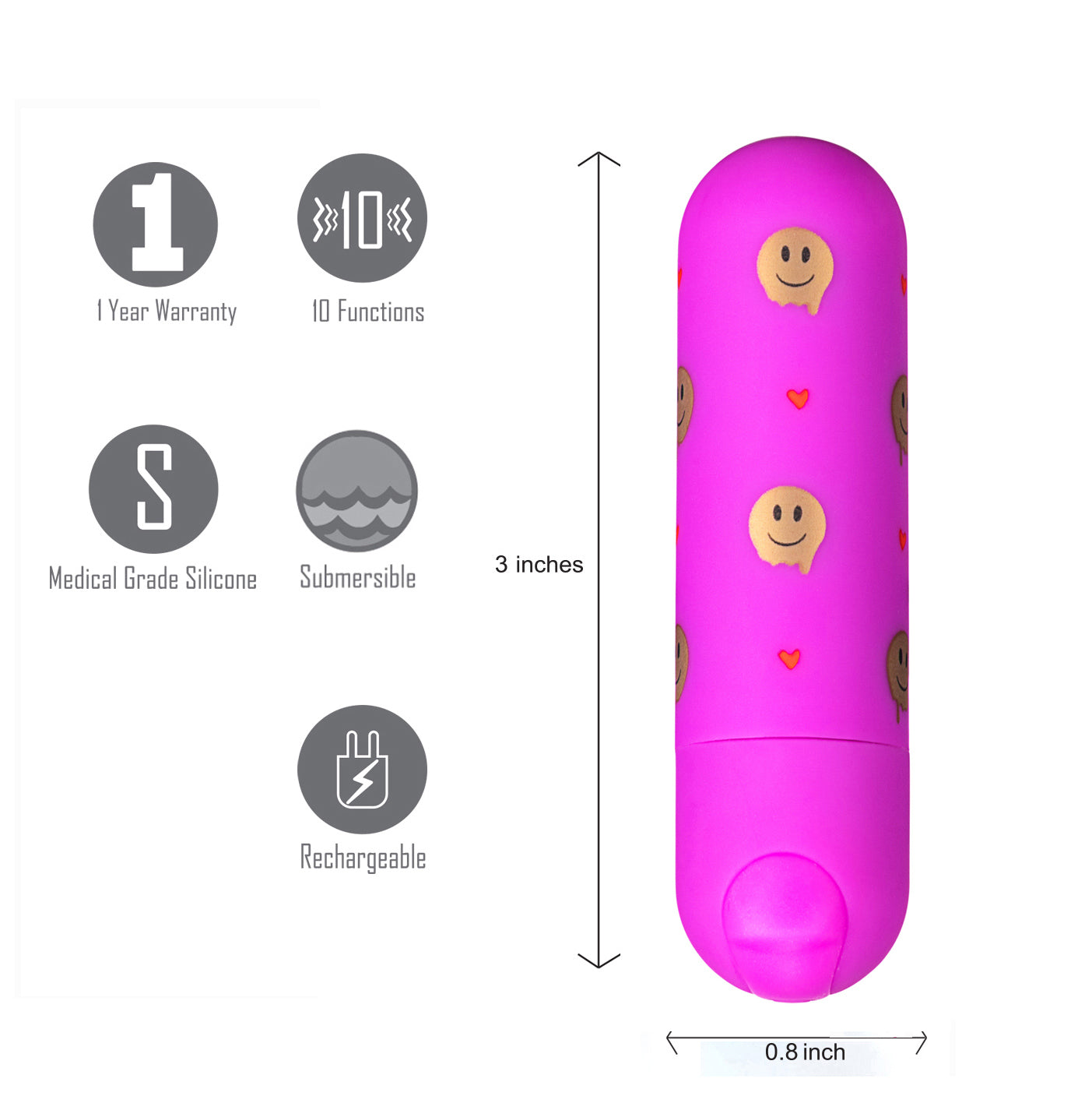 Maia Giggly (7.6 cm) Bullet Vibrator with 10 Functions – Bullet Vibrator Pink > Vibrators > Mini Vibrators