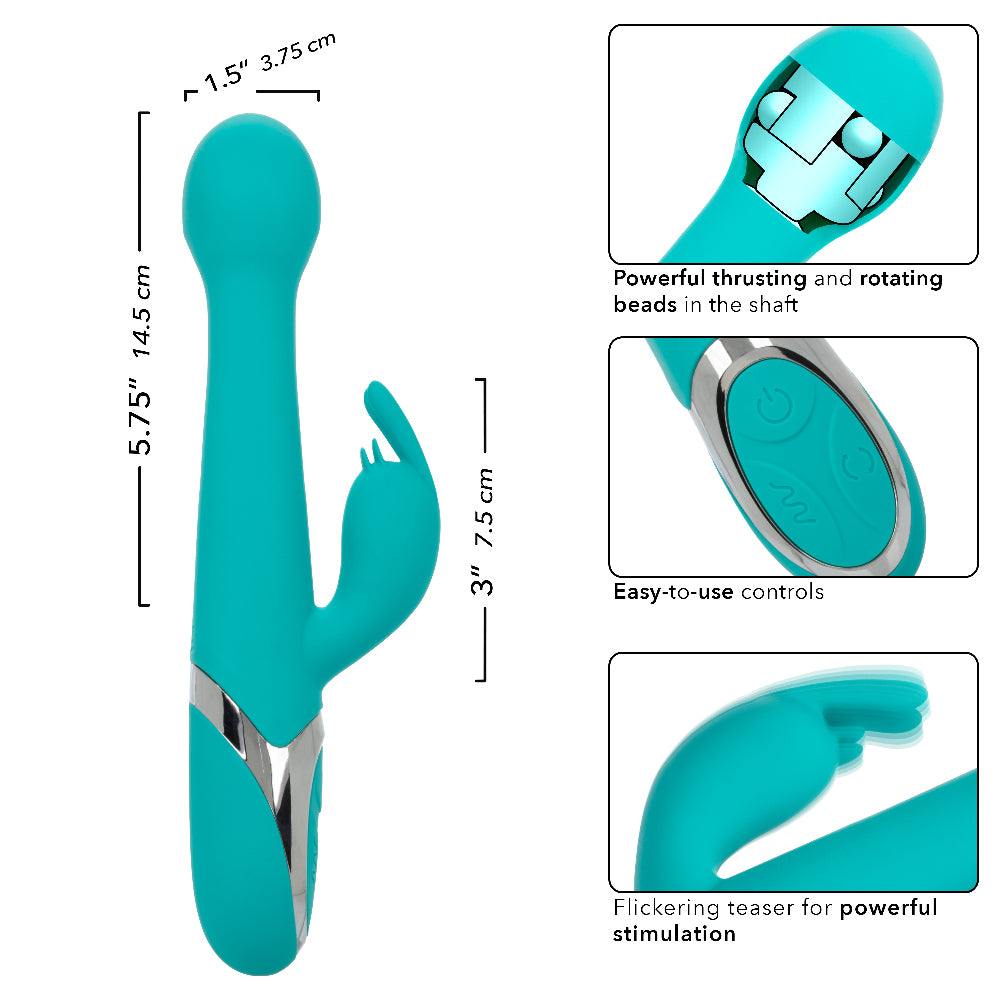 CalExotics Enchanted Oscillate Teal with Thrusting and Rotating, Rechargeable, Waterproof Silicone, 8.5 Inches > Vibrators > Ladies > Rabbit