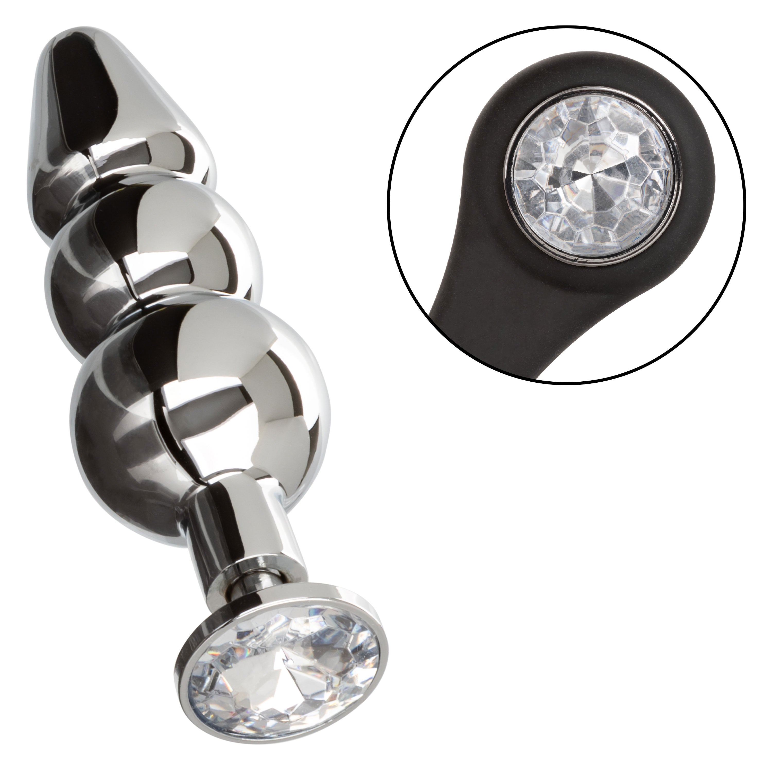 Star Fucker Beaded Plug With Stretchy Black Silicone Dual Enhancer and Silver Metal Probe > Anal Range > Prostate Plugs