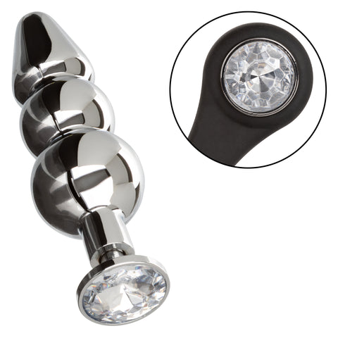 Star Fucker Beaded Plug With Stretchy Black Silicone Dual Enhancer and Silver Metal Probe > Anal Range > Prostate Plugs