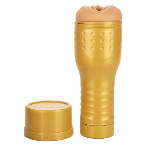 Private Tube Personal Trainer Tub Gold Real Skin TPR Suction Masturbator Sleeve > Sex Toys For Men > Masturbators > Manual