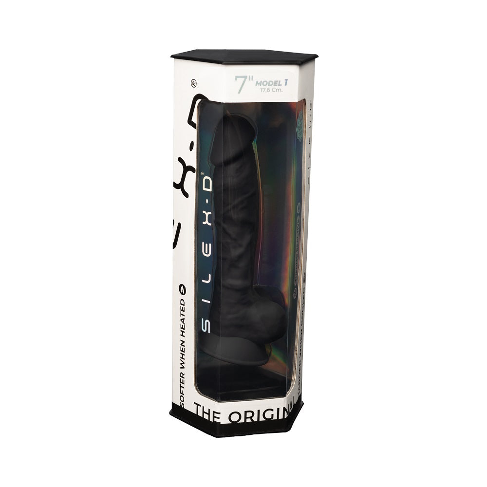Silexd 7 Inch Model 1 Black - Dildo with Balls > Dildos > Realistic Dildos