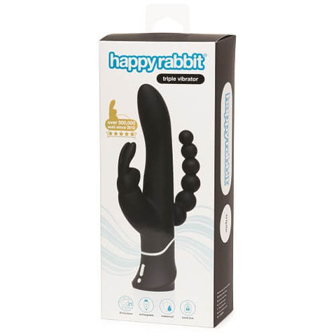 Happy Rabbit Triple Curve Rabbit Vibrator Black with Triple Motor and 21 Vibration Modes VIBRATORS-RABBIT-MULTI