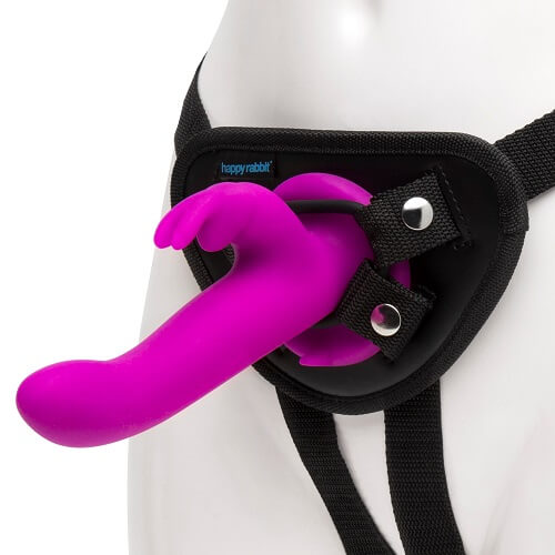 Happy Rabbit Vibrating Strap On Harness Set Purple Adjustable Fit Waterproof > Realistic Dildos and Vibes > Strap On Harnesses