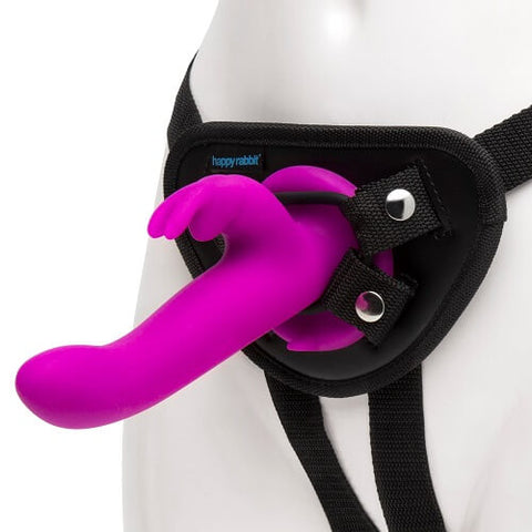 Happy Rabbit Vibrating Strap On Harness Set Purple Adjustable Fit Waterproof > Realistic Dildos and Vibes > Strap On Harnesses