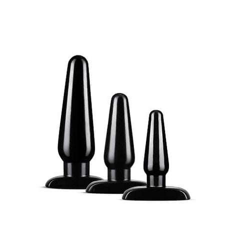 Anal Adventures 3 Pc Basic Plug Kit (Black) – Beginner 4 Inch and Medium Butt Plug Set Black > Anal Range > Butt Plug Kits
