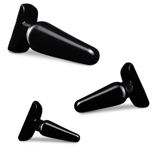 Anal Adventures 3 Pc Basic Plug Kit (Black) – Beginner 4 Inch and Medium Butt Plug Set > Anal Range > Butt Plug Kits