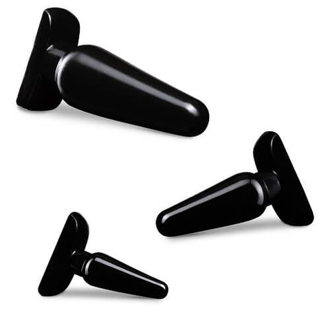 Anal Adventures 3 Pc Basic Plug Kit (Black) – Beginner 4 Inch and Medium Butt Plug Set > Anal Range > Butt Plug Kits