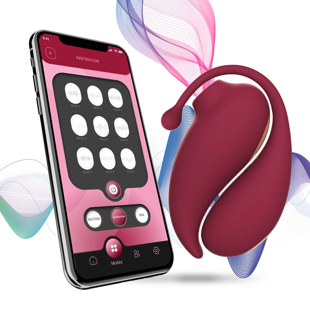 Adrien Lastic Inspiration Clitoral Suction Stimulator and Vibrating Egg with Remote Control in Burgundy Default Title Air Pulsation
