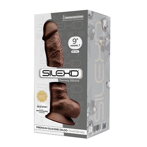 Silexd 9 Inch Brown Premium Silicone Dildo Dual Density Dongs Realistic