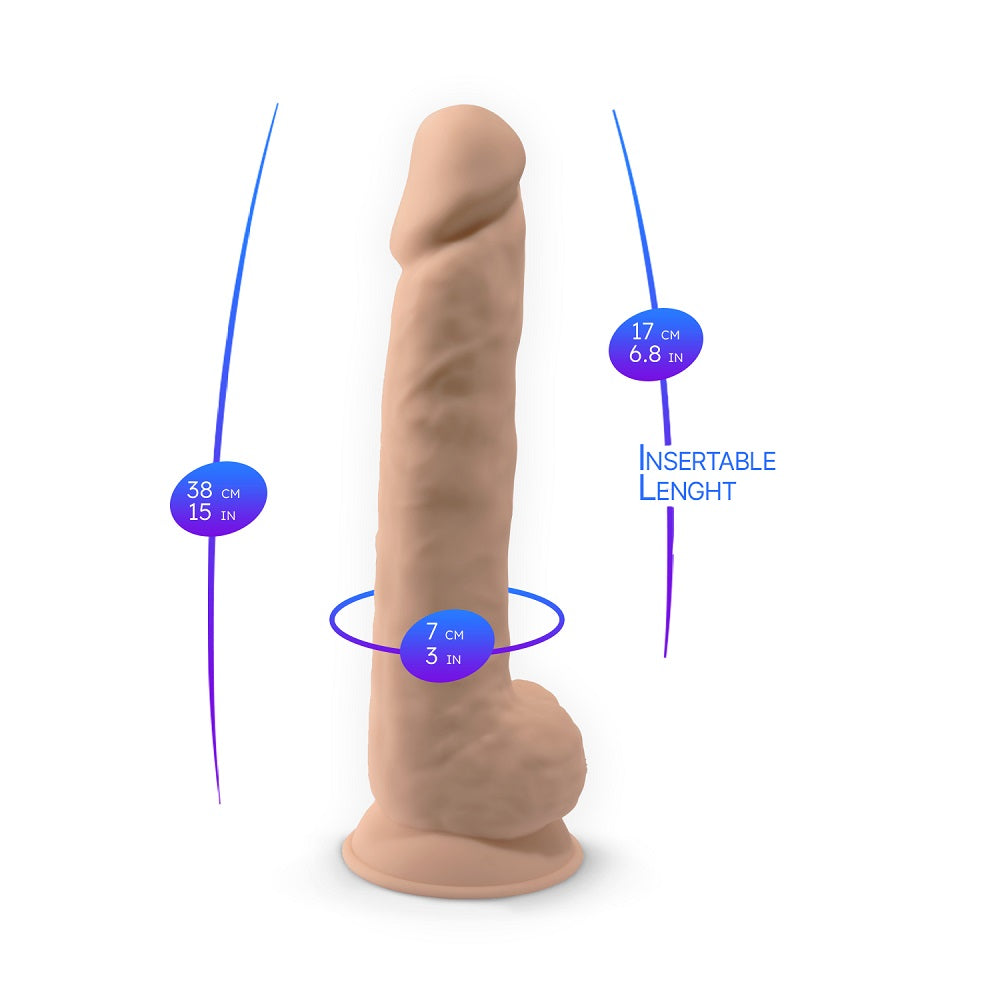 Silexd 15 Inch Model 1 Flesh Premium Silicone Dildo with Suction Cup Base Dongs Realistic