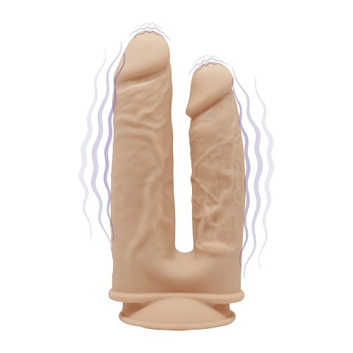 Silexd 8 Inch and 7 Inch Model 1 Double Penetration Flesh Silicone Dildo with 10 Vibration Functions and Suction Cup Base > Realistic Dildos and Vibes > Realistic Vibrators