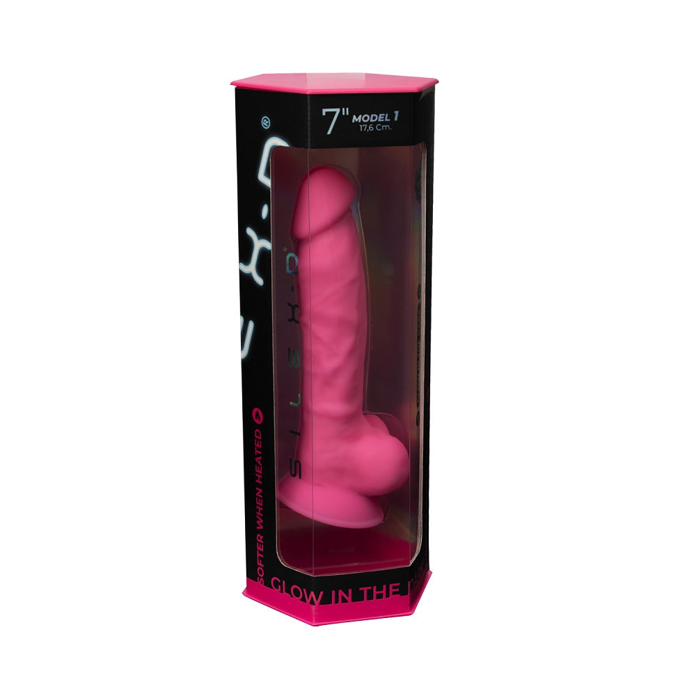 Silexd 7 Inch Pink Glow in the Dark Premium Silicone Dildo > Dildos > Realistic Dildos
