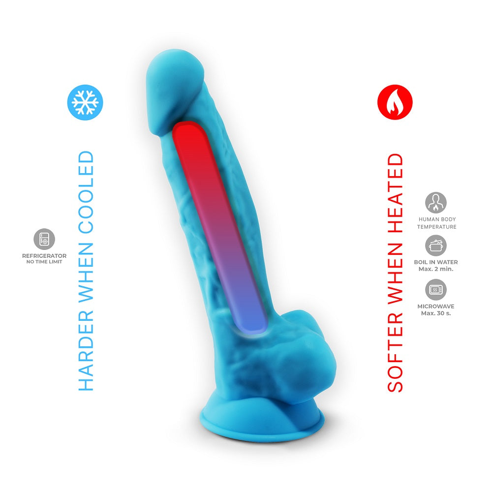 Silexd 7 Inch Model 1 Blue Silicone Dildo with Balls DONGS