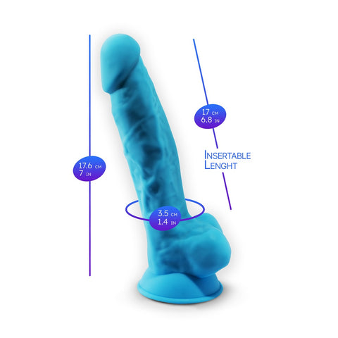 Silexd 7 Inch Model 1 Blue Silicone Dildo with Balls DONGS