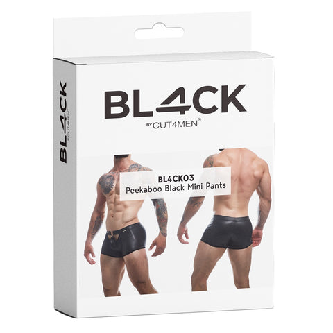 Cut 4 Men Peekaboo Mini Pants Medium Black Mens G-Strings
