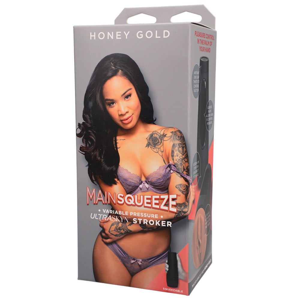 Main Squeeze Honey Gold Ultraskyn Stroker Pussy With Variable Pressure and Textured Interior Strokers - Celebrity