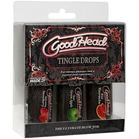 Goodhead Tingle Drops Strawberry Apple Watermelon 3 Piece Set Edible
