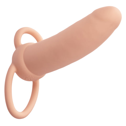 Performance Maxx Thick Dual Penetrator 5 Inch Ivory Liquid Silicone Waterproof Dual Vibrator with Scrotum Ring Rechargeable > Vibrators > Realistic Vibrators