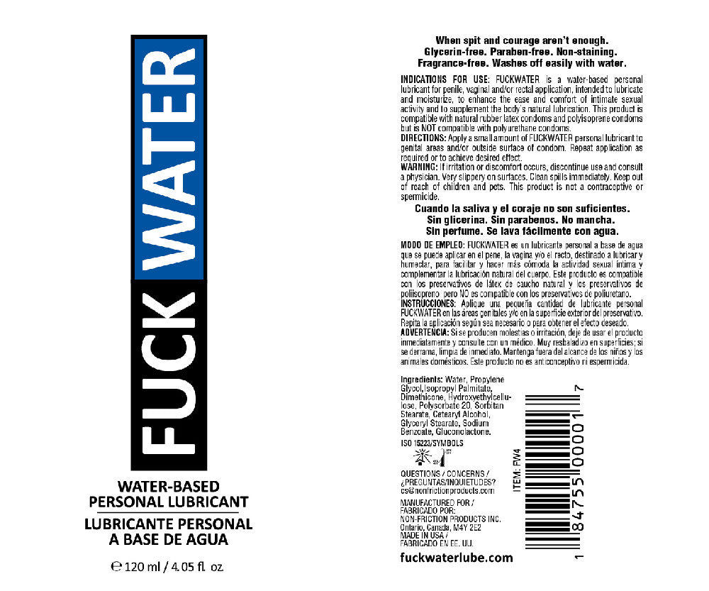 FuckWater 4oz Hybrid Cream Lubricant > Lube > Hybrid