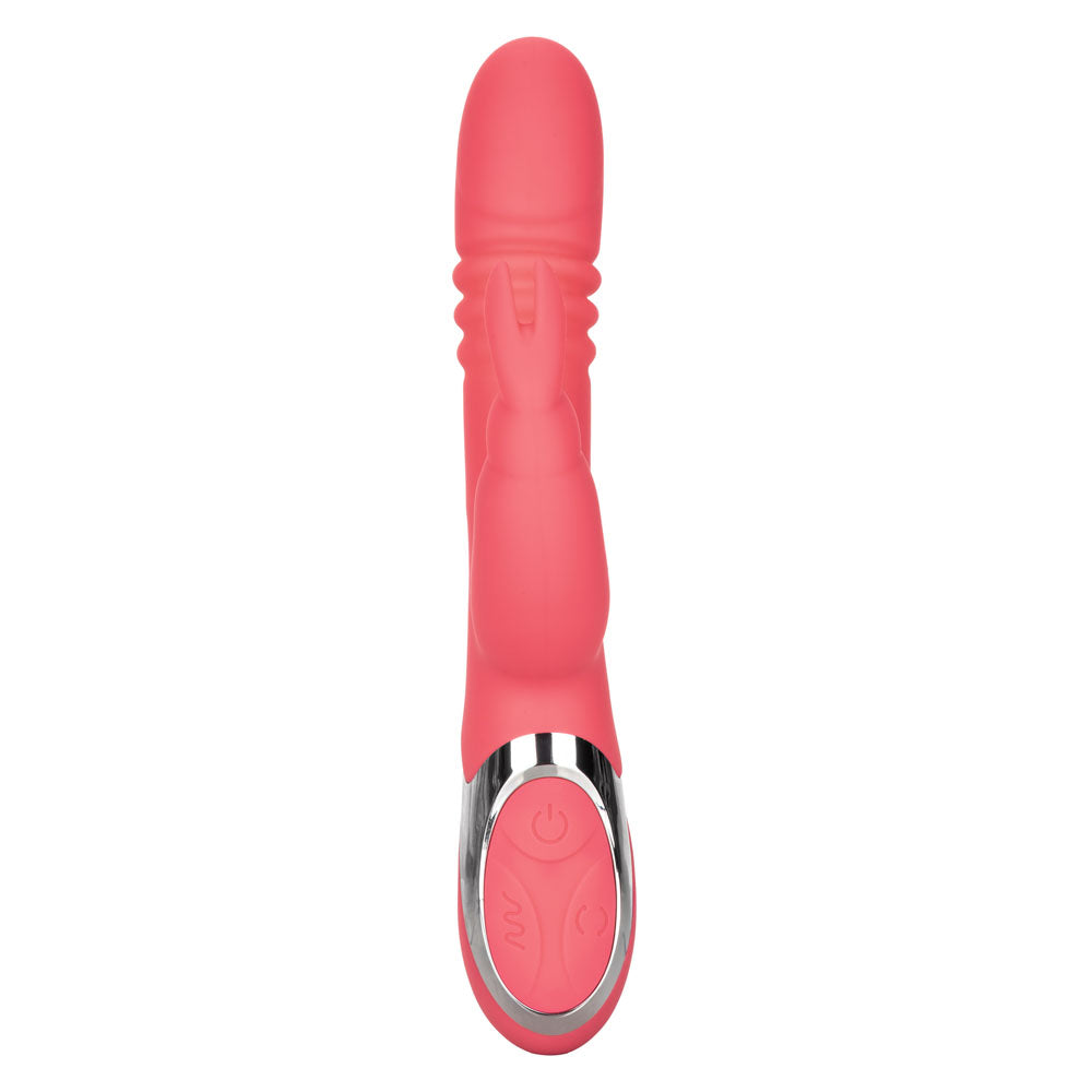 Enchanted Exciter Pink Silicone Waterproof Vibrator with 4 Shaft Rotation, 4 Thrusting Functions Pink > Vibrators > Ladies > Rabbit