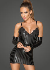 Noir Lingerie Black / Medium Power Wetlook Minidress w Decorative Embroidery 5903050105747