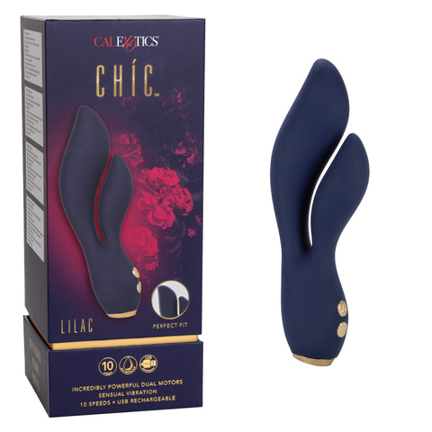 Chic Lilac Silicone Dual Motor Vibrator with Gold Accents – 10 Vibration Speeds, Rechargeable, Waterproof, Flexible Design > Vibrators > Ladies > Rabbit
