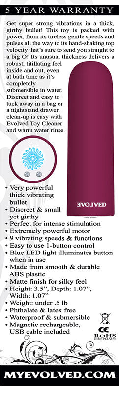 Evolved Mighty Thick Burgundy 9 cm Bullet Vibrator > Vibrators > Mini Vibrators