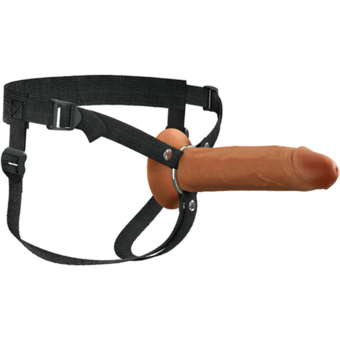 FX Elite 8 Inch Silicone Hollow Strap On Tan 20 cm Hollow Strap On STRAP-ONS