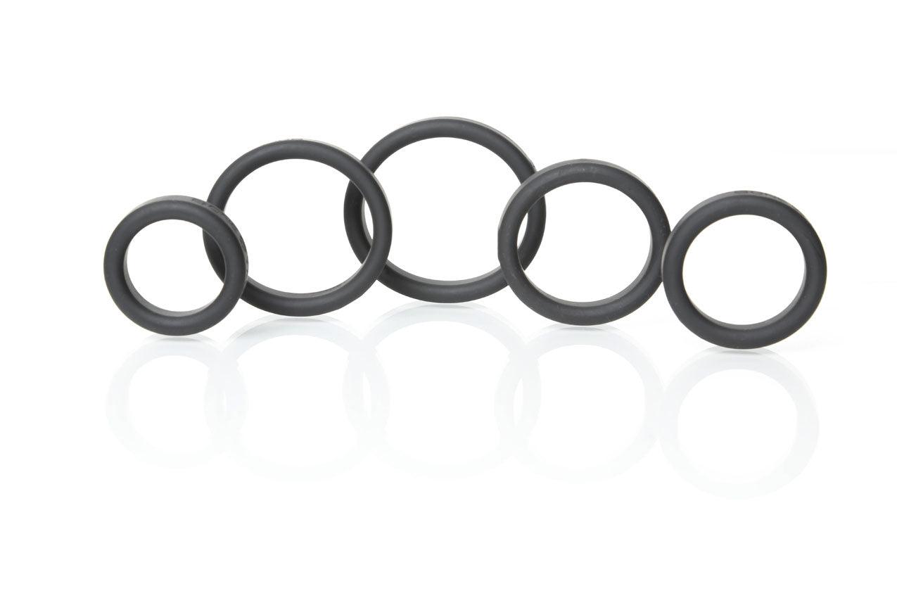 Boneyard Silicone Ring Five Piece Kit Black Black > Cock Ring > Sets