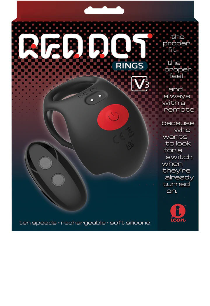 Red Dot V3 (Black/Red) – Remote-Controlled Vibrating Cock Ring Multi > Sex Toys > Remote Control Toys