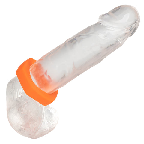 Alpha Liquid Silicone Prolong Sexagon Ring Orange 0.75 Inch Diameter Stretchy Durable Waterproof COCK RINGS