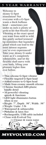 Evolved Skinny G - 17.8 cm USB Rechargeable Vibrator Vibrators - G Spot